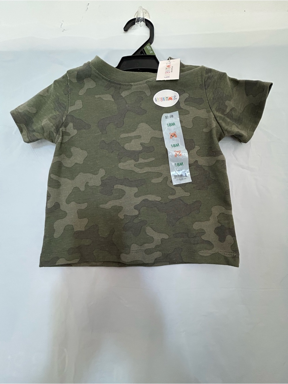 Garanimals Unisex Infant Olive Green Camo Short Sleeve Tee Sz 18M NWWT